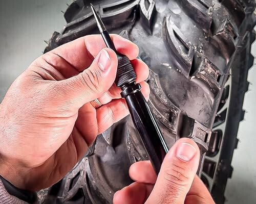 Stop & Go 6000 24 Piece Tubeless Puncture Pilot Tire Repair Kit & Air Compressor for Flats on Motorcycle, Scooter, ATV, UTV, Golf Cart, & Mower (15 Plugs) - 6