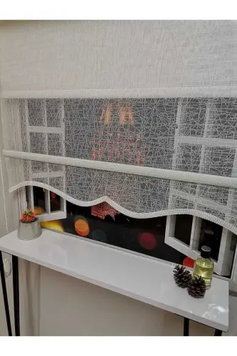 Штора из тюля и рулонная штора с двойным механизмом - Модель 7 - İREMKARAHOME (1)