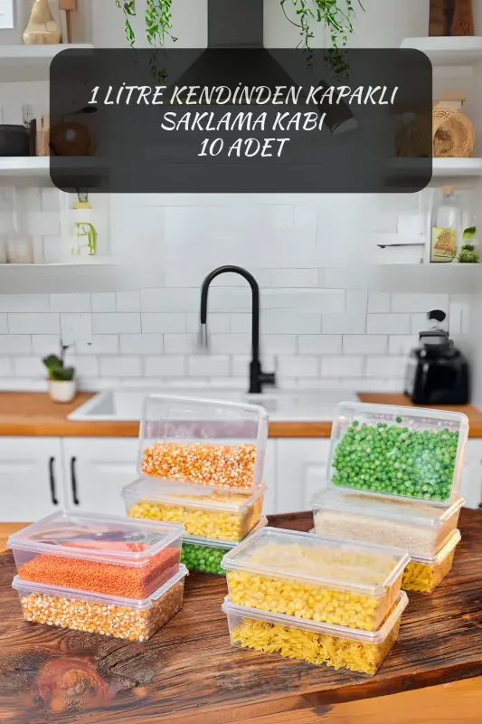 Storage Container 1 Liter 10 Pack Self-Sealing, Locking, Freezer, Food Safe (19*13*6)cm - 1