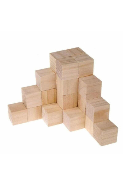 Store Wooden Cube Blocks 2 Cm - 100 Pieces - Natural Wooden Cube - 7