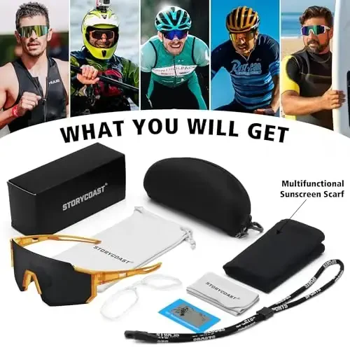 STORYCOAST Erkaklar va ayollar uchun polarizatsiyalangan sport ko'zoynaklari, haydash, baliq ovlash, velosipedda tog 'velosipedida UV400 himoyasi - 6