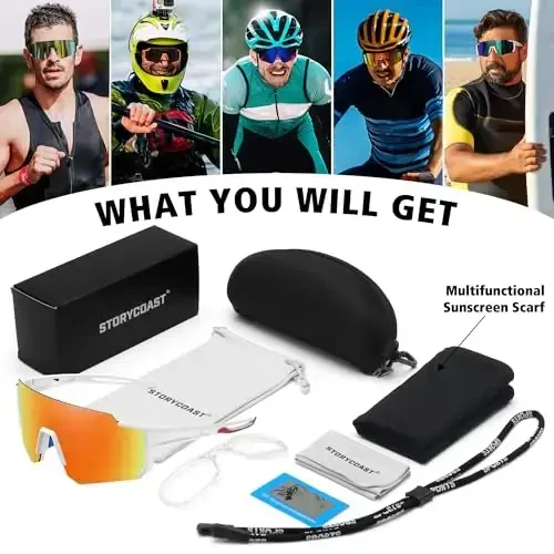 STORYCOAST Erkaklar va Ayollar uchun Polarizatsiyalangan Sport Quyoshdan Saqlaydigan Ko'zoynaklar, Haydash Baliq Ovi Velosiped Tog' Velosiped Ko'zoynaklari UV400 Himoya - 6