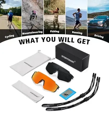 STORYCOAST Erkaklar va ayollar uchun polarizatsiyalangan sport quyoshdan saqlaydigan ko'zoynaklar, haydash, baliq ovlash, velosipedda sayr qilish, tog' velosipedlari uchun quyoshdan saqlaydigan UV400 himoyasi - 7
