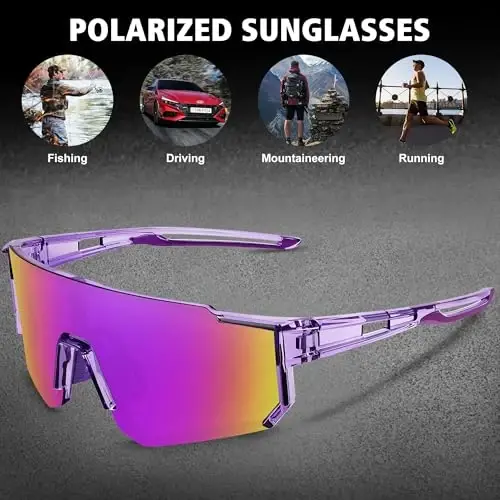 STORYCOAST Erkaklar va ayollar uchun polarizatsiyalangan sport quyoshdan saqlaydigan ko'zoynaklar, haydash, baliq ovlash, velosipedda tog 'velosipedida UV400 himoyasi - 5