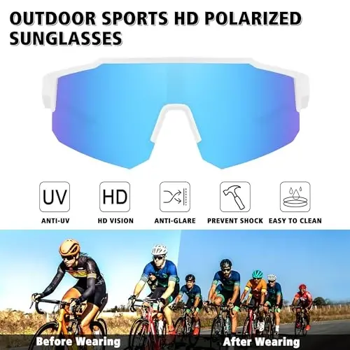 STORYCOAST Erkaklar va ayollar uchun polarizatsiyalangan sport quyoshdan saqlaydigan ko'zoynaklar, haydash, baliq ovlash, velosipedda tog'da sayr qilish uchun quyoshdan saqlaydigan UV400 himoya ko'zoynaklari - STORYCOAST (1)