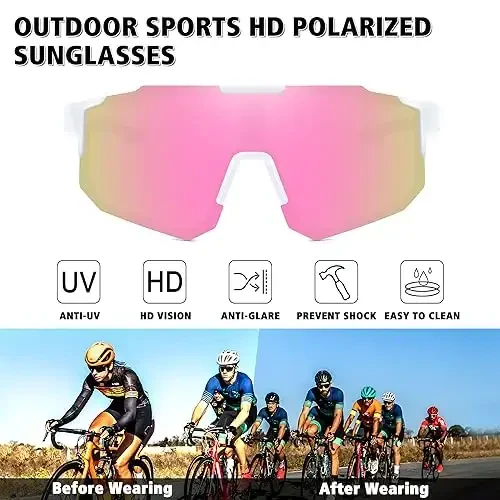 STORYCOAST Erkaklar va ayollar uchun polarizatsiyalangan sport quyoshdan saqlaydigan ko'zoynaklar, haydash, baliq ovlash, velosipedda tog'da sayr qilish uchun quyoshdan saqlaydigan UV400 himoyasi - 2