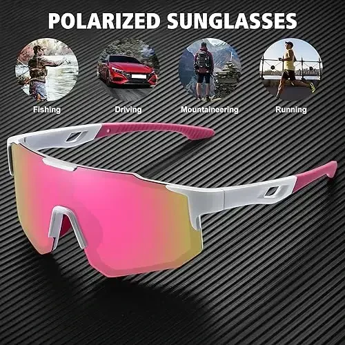 STORYCOAST Erkaklar va ayollar uchun polarizatsiyalangan sport quyoshdan saqlaydigan ko'zoynaklar, haydash, baliq ovlash, velosipedda tog'da sayr qilish uchun quyoshdan saqlaydigan UV400 himoyasi - 6