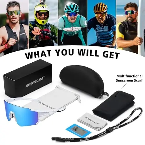 STORYCOAST Erkaklar va ayollar uchun polarizatsiyalangan sport quyoshdan saqlaydigan ko'zoynaklar, haydash, baliq ovlash, velosipedda yurish, tog' velosipedi uchun quyoshdan saqlaydigan ko'zoynaklar UV400 himoyasi - 6