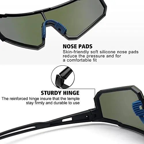 STORYCOAST Erkaklar va ayollar uchun polarlangan sport quyoshdan saqlaydigan ko'zoynaklar, haydash, baliq ovlash, velosipedda tog'da sayr qilish uchun quyoshdan saqlaydigan UV400 ko'zoynaklar - 5
