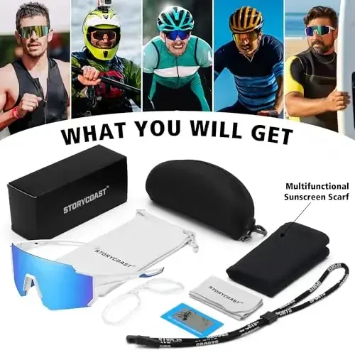 STORYCOAST Erkaklar va ayollar uchun polarlangan sport quyoshdan saqlaydigan ko'zoynaklar, Haydash, baliq ovlash, velosipedda tog'da sayr qilish uchun quyoshdan saqlaydigan UV400 ko'zoynaklar - 6