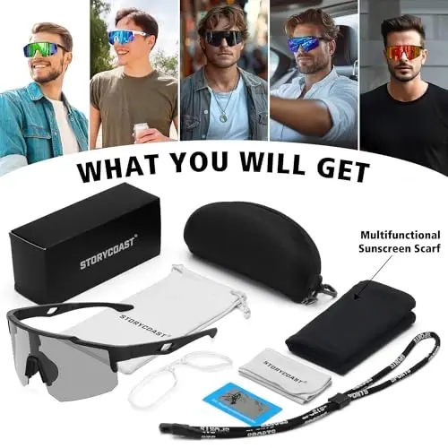 STORYCOAST Polarized Sports Sunglasses for Men Women,Driving Fishing Cycling Mountain Bike Sunglasses UV400 Protection - 7
