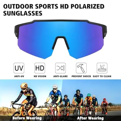 STORYCOAST Polarized Sports Sunglasses for Men Women,Driving Fishing Cycling Mountain Bike Sunglasses UV400 Protection - 2