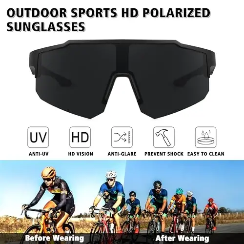 STORYCOAST Polarized Sports Sunglasses for Men Women,Driving Fishing Cycling Mountain Bike Sunglasses UV400 Protection - 2