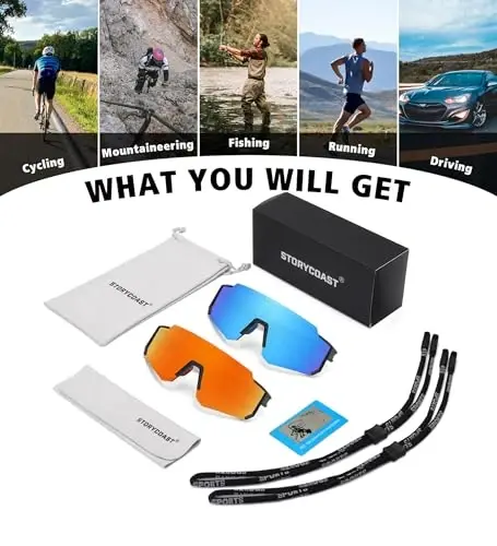 STORYCOAST Polarized Sports Sunglasses for Men Women,Driving Fishing Cycling Mountain Bike Sunglasses UV400 Protection - 7