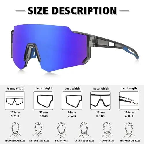 STORYCOAST Polarized Sports Sunglasses for Men Women,Driving Fishing Cycling Mountain Bike Sunglasses UV400 Protection - 3