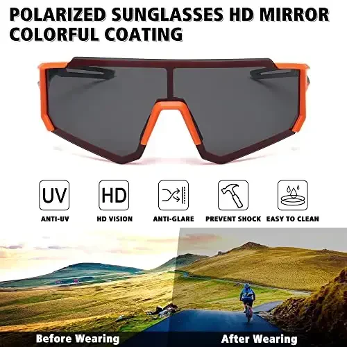 STORYCOAST Polarized Sports Sunglasses for Men Women,Driving Fishing Cycling Mountain Bike Sunglasses UV400 Protection - 2