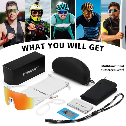 STORYCOAST Polarized Sports Sunglasses for Men Women,Driving Fishing Cycling Mountain Bike Sunglasses UV400 Protection - 6