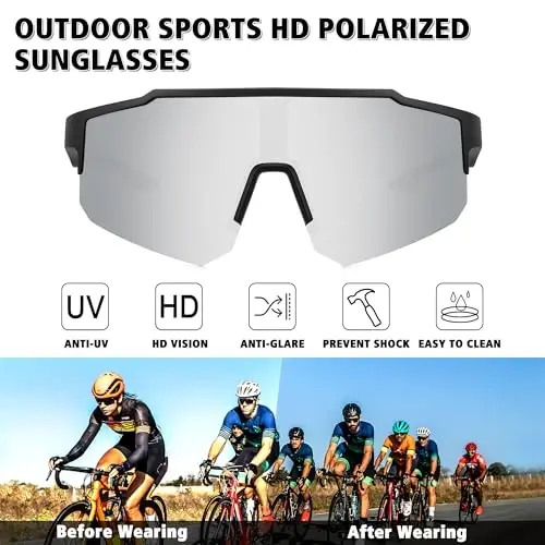 STORYCOAST Polarized Sports Sunglasses for Men Women,Driving Fishing Cycling Mountain Bike Sunglasses UV400 Protection - 2
