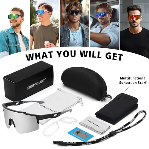 STORYCOAST Polarized Sports Sunglasses for Men Women,Driving Fishing Cycling Mountain Bike Sunglasses UV400 Protection - 7