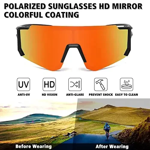 STORYCOAST Polarized Sports Sunglasses for Men Women,Driving Fishing Cycling Mountain Bike Sunglasses UV400 Protection - 2