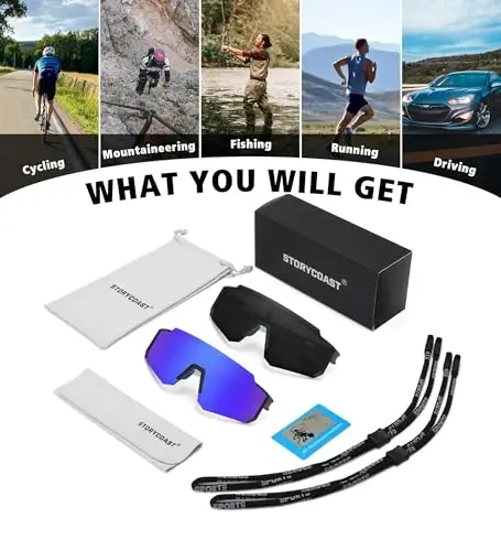 STORYCOAST Polarized Sports Sunglasses for Men Women,Driving Fishing Cycling Mountain Bike Sunglasses UV400 Protection - 7