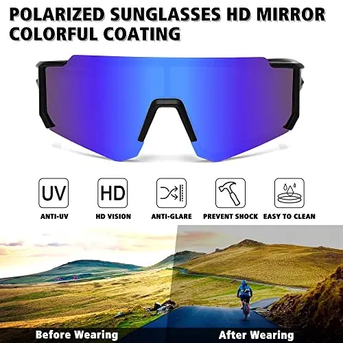 STORYCOAST Polarized Sports Sunglasses for Men Women,Driving Fishing Cycling Mountain Bike Sunglasses UV400 Protection - 3