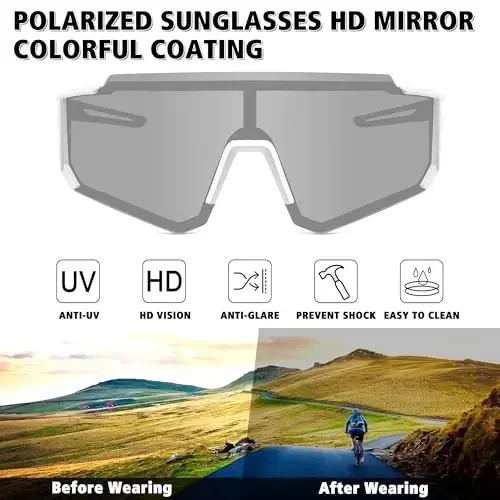 STORYCOAST Polarized Sports Sunglasses for Men Women,Driving Fishing Cycling Mountain Bike Sunglasses UV400 Protection - 3