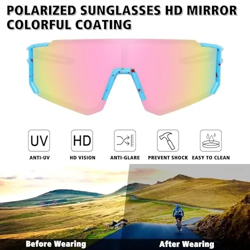 STORYCOAST Polarized Sports Sunglasses for Men Women,Driving Fishing Cycling Mountain Bike Sunglasses UV400 Protection - 2