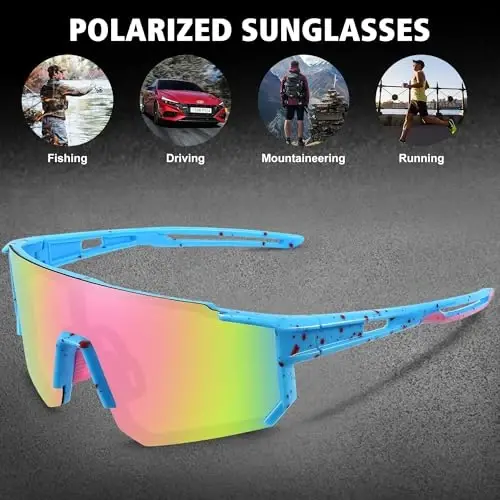 STORYCOAST Polarized Sports Sunglasses for Men Women,Driving Fishing Cycling Mountain Bike Sunglasses UV400 Protection - 5