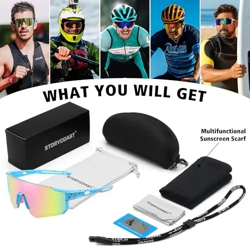 STORYCOAST Polarized Sports Sunglasses for Men Women,Driving Fishing Cycling Mountain Bike Sunglasses UV400 Protection - 6