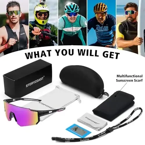 STORYCOAST Polarized Sports Sunglasses for Men Women,Driving Fishing Cycling Mountain Bike Sunglasses UV400 Protection - 6