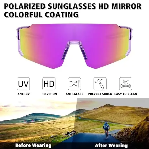 STORYCOAST Polarized Sports Sunglasses for Men Women,Driving Fishing Cycling Mountain Bike Sunglasses UV400 Protection - 2