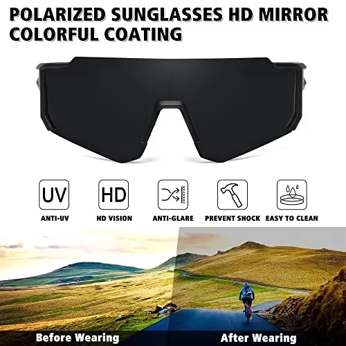 STORYCOAST Polarized Sports Sunglasses for Men Women,Driving Fishing Cycling Mountain Bike Sunglasses UV400 Protection - 3