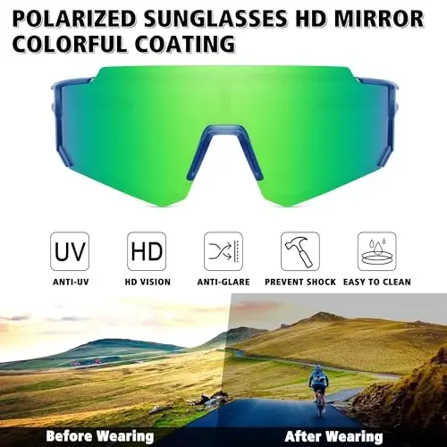 STORYCOAST Polarized Sports Sunglasses for Men Women,Driving Fishing Cycling Mountain Bike Sunglasses UV400 Protection - 2