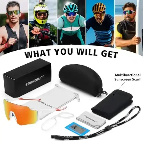 STORYCOAST Polarized Sports Sunglasses for Men Women,Driving Fishing Cycling Mountain Bike Sunglasses UV400 Protection - 6