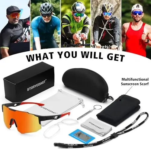 STORYCOAST Polarized Sports Sunglasses for Men Women,Driving Fishing Cycling Mountain Bike Sunglasses UV400 Protection - 7
