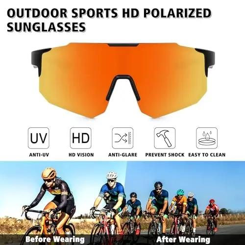 STORYCOAST Polarized Sports Sunglasses for Men Women,Driving Fishing Cycling Mountain Bike Sunglasses UV400 Protection - 2