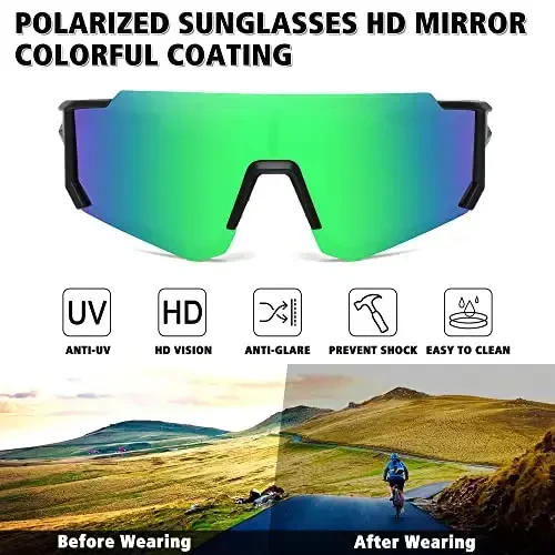 STORYCOAST Polarized Sports Sunglasses for Men Women,Driving Fishing Cycling Mountain Bike Sunglasses UV400 Protection - 2