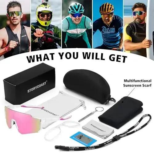 STORYCOAST Polarized Sports Sunglasses for Men Women,Driving Fishing Cycling Mountain Bike Sunglasses UV400 Protection - 6