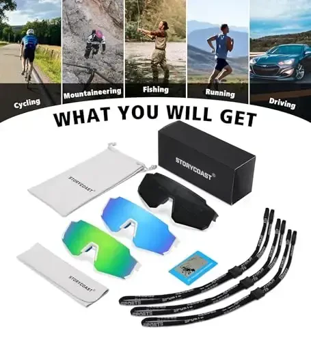 STORYCOAST Polarized Sports Sunglasses for Men Women,Driving Fishing Cycling Mountain Bike Sunglasses UV400 Protection - 7