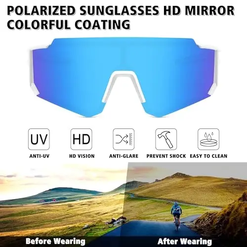 STORYCOAST Polarized Sports Sunglasses for Men Women,Driving Fishing Cycling Mountain Bike Sunglasses UV400 Protection - 3