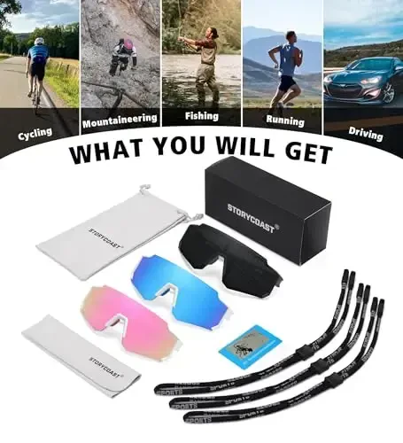 STORYCOAST Polarized Sports Sunglasses for Men Women,Driving Fishing Cycling Mountain Bike Sunglasses UV400 Protection - 7