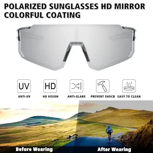 STORYCOAST Polarized Sports Sunglasses for Men Women,Driving Fishing Cycling Mountain Bike Sunglasses UV400 Protection - 2