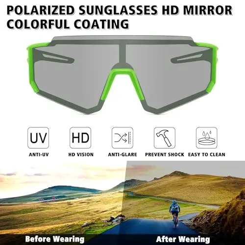 STORYCOAST Polarized Sports Sunglasses for Men Women,Driving Fishing Cycling Mountain Bike Sunglasses UV400 Protection - 3
