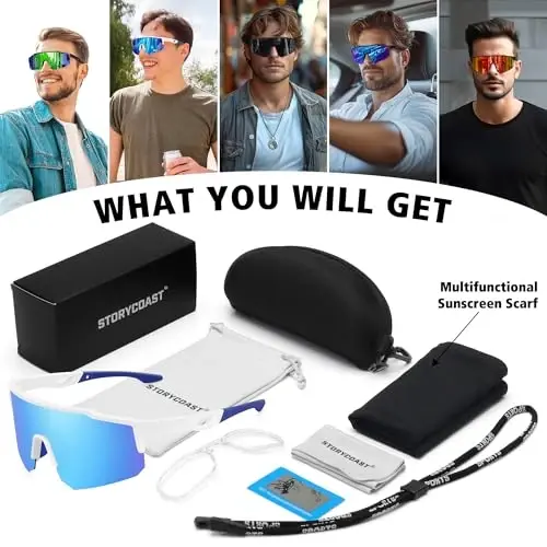 STORYCOAST Polarized Sports Sunglasses for Men Women,Driving Fishing Cycling Mountain Bike Sunglasses UV400 Protection - 7