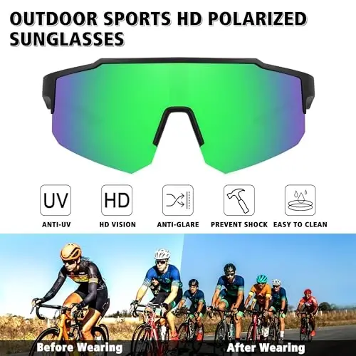 STORYCOAST Polarized Sports Sunglasses for Men Women,Driving Fishing Cycling Mountain Bike Sunglasses UV400 Protection - 2