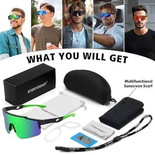 STORYCOAST Polarized Sports Sunglasses for Men Women,Driving Fishing Cycling Mountain Bike Sunglasses UV400 Protection - 7