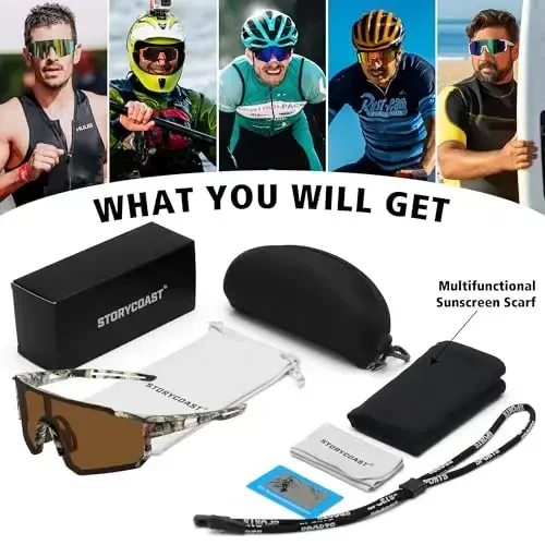 STORYCOAST Polarized Sports Sunglasses for Men Women,Driving Fishing Cycling Mountain Bike Sunglasses UV400 Protection - 6