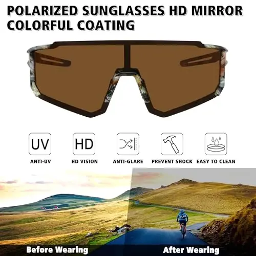 STORYCOAST Polarized Sports Sunglasses for Men Women,Driving Fishing Cycling Mountain Bike Sunglasses UV400 Protection - 2