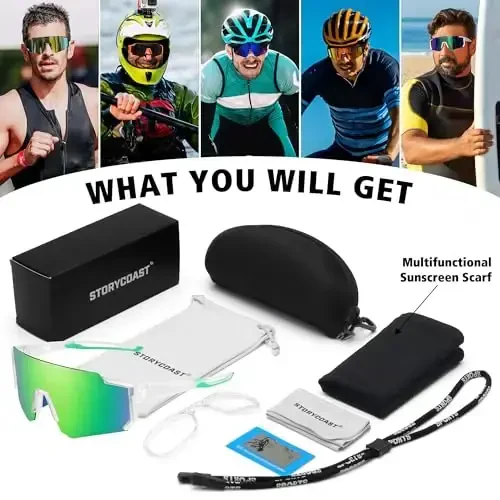 STORYCOAST Polarized Sports Sunglasses for Men Women,Driving Fishing Cycling Mountain Bike Sunglasses UV400 Protection - 6